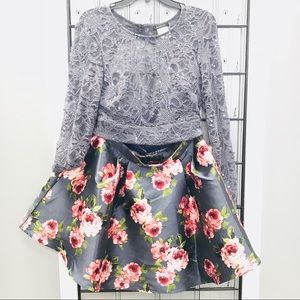 2 piece grey and light pink set